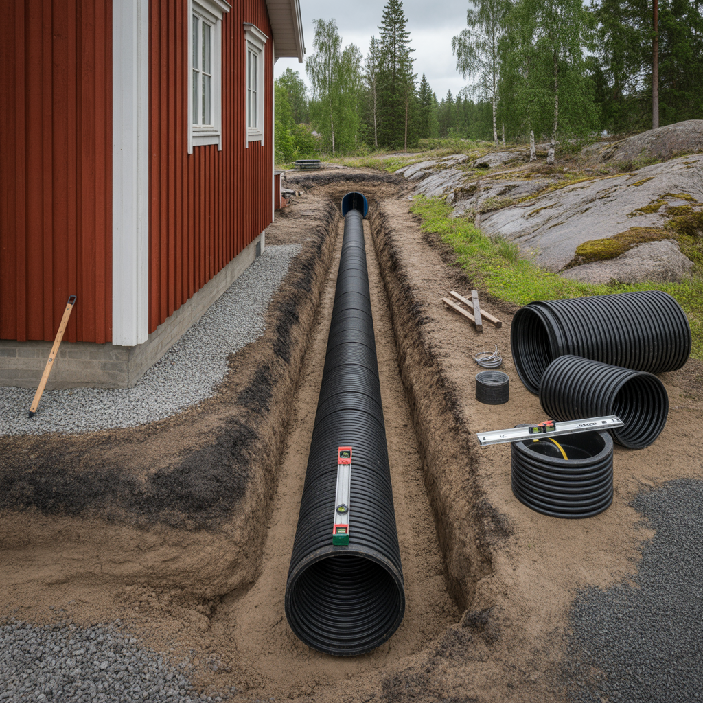 draneringsror i mark val av dimension lutning och pris